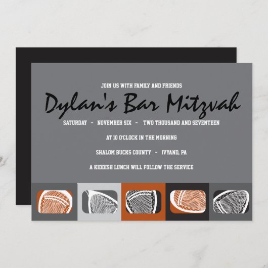 LACROSSE Bar Mitzvah Einladung (Vorne/Hinten)
