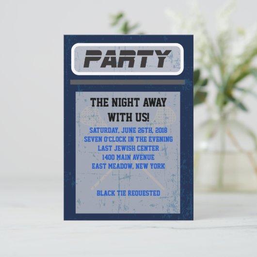 LACROSSE Bar-Schläger Mitzvah Einladung (Stehend Vorderseite)