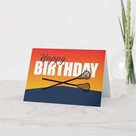 Lacrosse Birthday auf Blue und Orange Athlete Karte (Vorderseite)