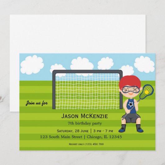 Lacrosse Birthday Einladung (Vorne/Hinten)