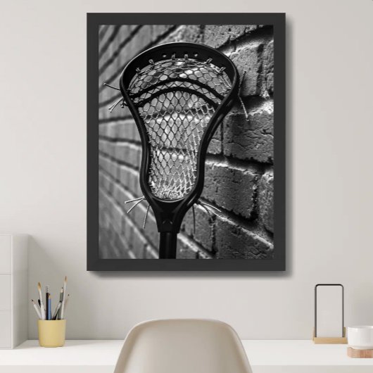 Lacrosse Black and White Brick Wall Foto Poster