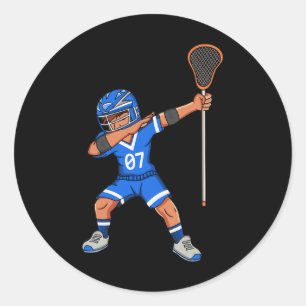 Lacrosse Boy Dabbing Sports Lacrosse Player Graphe Runder Aufkleber