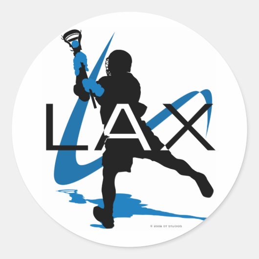 Lacrosse Boys LAX Blue Runder Aufkleber (Vorderseite)