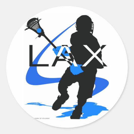 Lacrosse Boys LAX Blue Runder Aufkleber (Vorderseite)