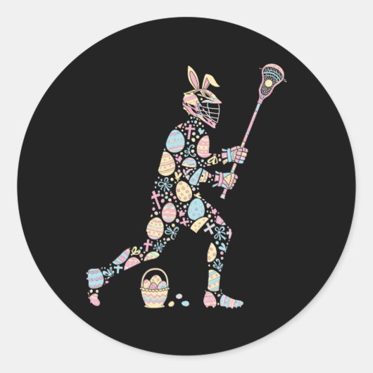 Lacrosse Bunny Easter Easter Easter Day Player Wom Runder Aufkleber (Vorderseite)