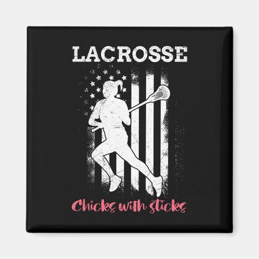 Lacrosse Chicks mit Sticks Lacrosse Magnet (Vorne)