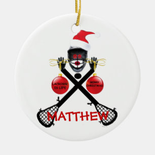 Lacrosse Christmas Cartoon Keramik Ornament