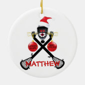 Lacrosse Christmas Cartoon Keramik Ornament (Hinten)