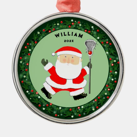 Lacrosse Christmas Collectible Ornament Aus Metall (Vorne)