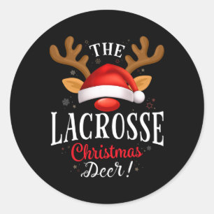 Lacrosse Christmas Deer Pjs Xmas Familie Matching Runder Aufkleber