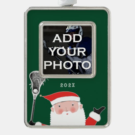 Lacrosse Christmas Foto Rahmen-Ornament Silber (Vorderseite)