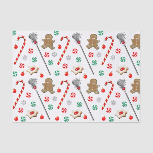 Lacrosse Christmas Pattern Tissue Paper Seidenpapier (Vorderseite)