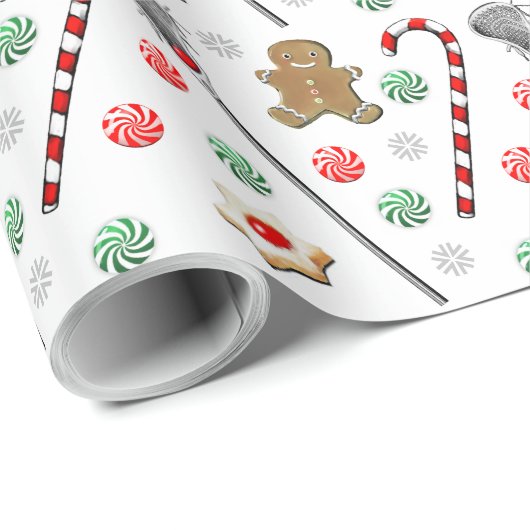 Lacrosse Christmas Wrapping Paper Geschenkpapier (Rolleneckpunkt)