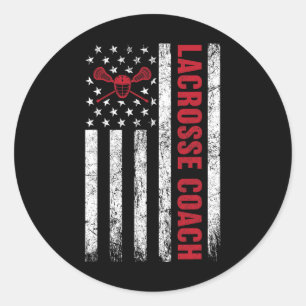 Lacrosse Coach American Flag Lax Lover Lacrosse Runder Aufkleber