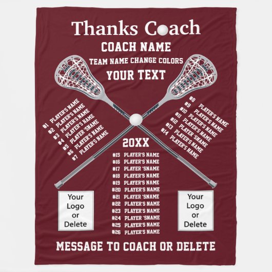 Lacrosse Coach Geschenkideen für alle Spieler Fleecedecke (Vorderseite)