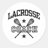 Lacrosse Coach Runder Aufkleber (Vorderseite)