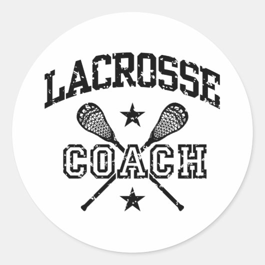 Lacrosse Coach Runder Aufkleber (Vorderseite)