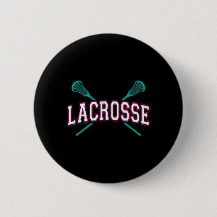 Lacrosse Crossed Sticks Lax Girl Aquamarin Pink He Button