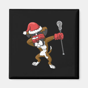 Lacrosse Dabbing Boxer Dog Lax Weihnachtssport Magnet