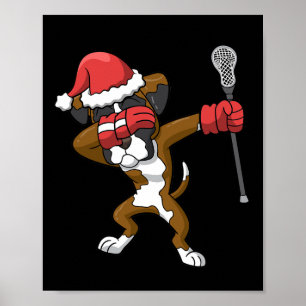 Lacrosse Dabbing Boxer Dog Lax Weihnachtssport Poster