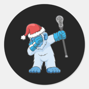 Lacrosse Dabbing Yeti Bigfoot Sasquatch Lax Christ Runder Aufkleber