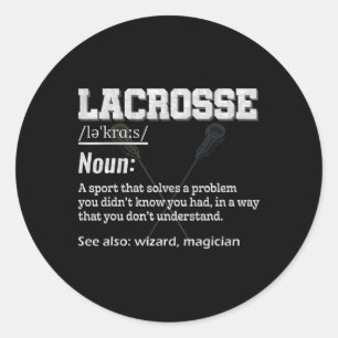 Lacrosse Definition für den Lax Player des Sportte Runder Aufkleber