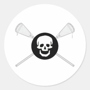 Lacrosse Designs LaxBallSkullNoCrossSolid-Aufklebe Runder Aufkleber