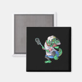 Lacrosse Dinosaur T Rex Mit Lacrosse-Schläger Lust Magnet (Vorderseite/Rückseite)