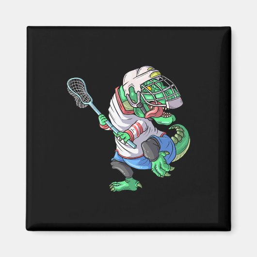 Lacrosse Dinosaur T Rex Mit Lacrosse-Schläger Lust Magnet (Vorne)