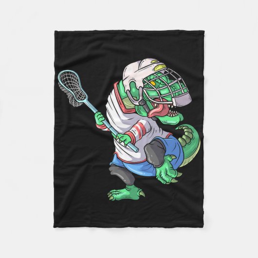 Lacrosse Dinosaur T Rex Mit Lacrosse Stock Funny Fleecedecke (Vorderseite)