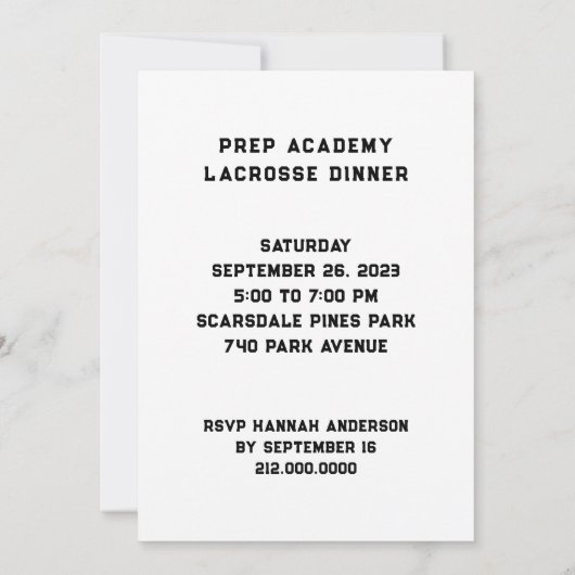Lacrosse Einladungen (Rückseite)