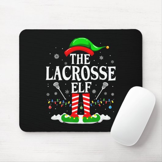 Lacrosse Elf Funny Matching Xmas Lacrosse Chri Mousepad (Mit Mouse)