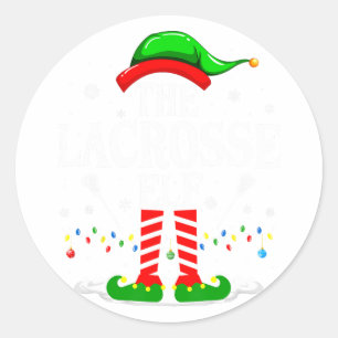 Lacrosse Elf Funny Matching Xmas Lacrosse Chri Runder Aufkleber