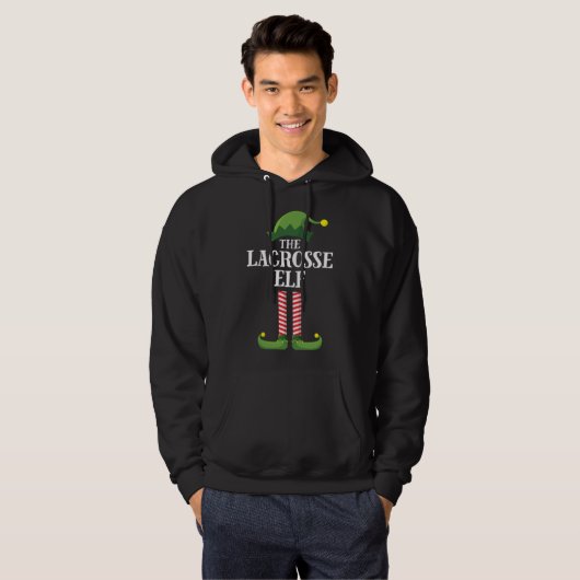 Lacrosse Elf Matching Familienweihnachtsfest Party Hoodie (Vorne ganz)