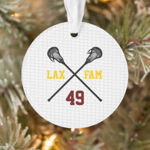 Lacrosse Family hält das Net Player Number Foto fe Ornament