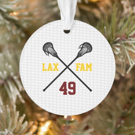 Lacrosse Family hält das Net Player Number Foto fe Ornament (Baum)