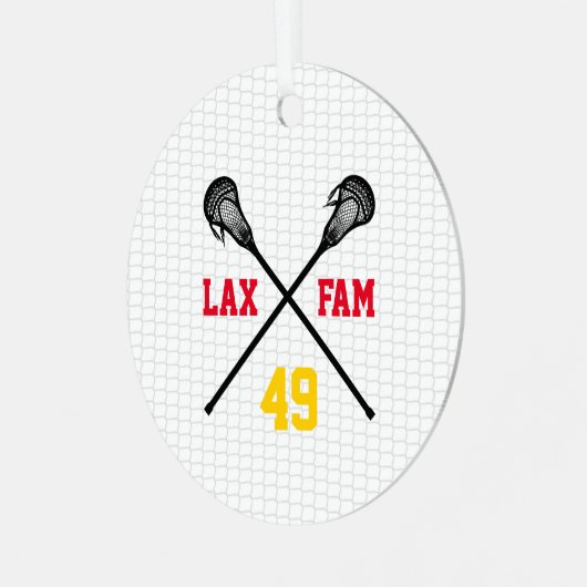 Lacrosse Family hält Net Player NUMMER Sports Ornament Aus Metall (Vorderseite links)