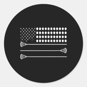 Lacrosse Flag Usa - Funny Lax Player Runder Aufkleber