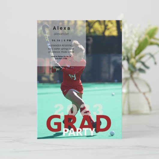 Lacrosse Foto Graduation Party 2023 Einladung (Stehend Vorderseite)