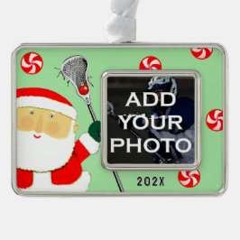 Lacrosse Foto Rahmen-Ornament Silber