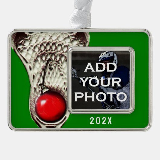 Lacrosse Foto Rahmen-Ornament Silber (Vorderseite)