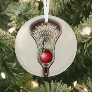 Lacrosse Frohe Lax-weihnachten Ornament Aus Glas