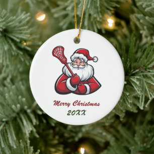 Lacrosse Frohe Weihnachten Niedlicher Weihnachtsma Keramik Ornament