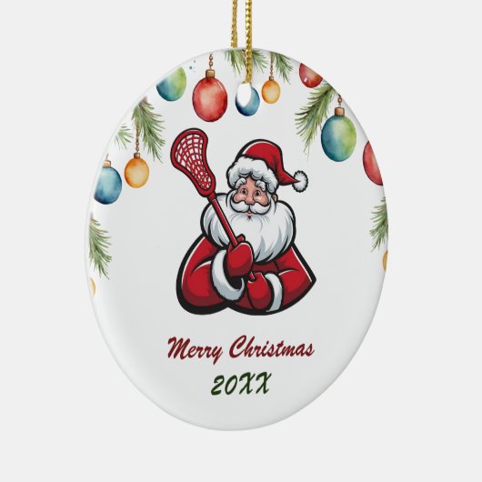 Lacrosse Frohe Weihnachten Niedlicher Weihnachtsma Keramik Ornament (Rechts)