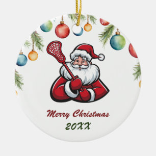 Lacrosse Frohe Weihnachten Niedlicher Weihnachtsma Keramik Ornament