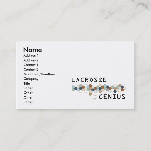Lacrosse-Genie Visitenkarte (Vorderseite)