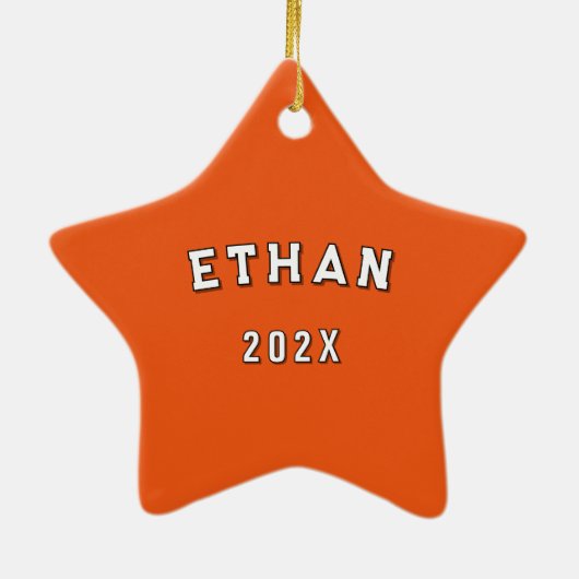 Lacrosse Gift Team Orange Keramik Ornament (Hinten)