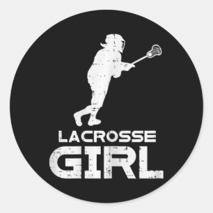 Lacrosse Girl Cool Sports Lax Player Goalie Girls Runder Aufkleber