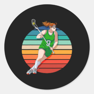 Lacrosse Girl Lax Player Frauensport Runder Aufkleber