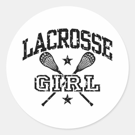 Lacrosse Girl Runder Aufkleber (Vorderseite)